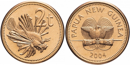 Папуа - Новая Гвинея 2 тойя, 1975 - 2004 Крылатка XF