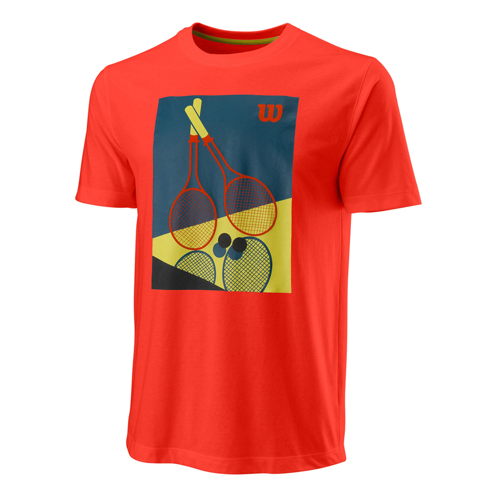 Мужское теннисное поло Wilson Racket Duo Tech T-Shirt Men - Orange, Multicoloured