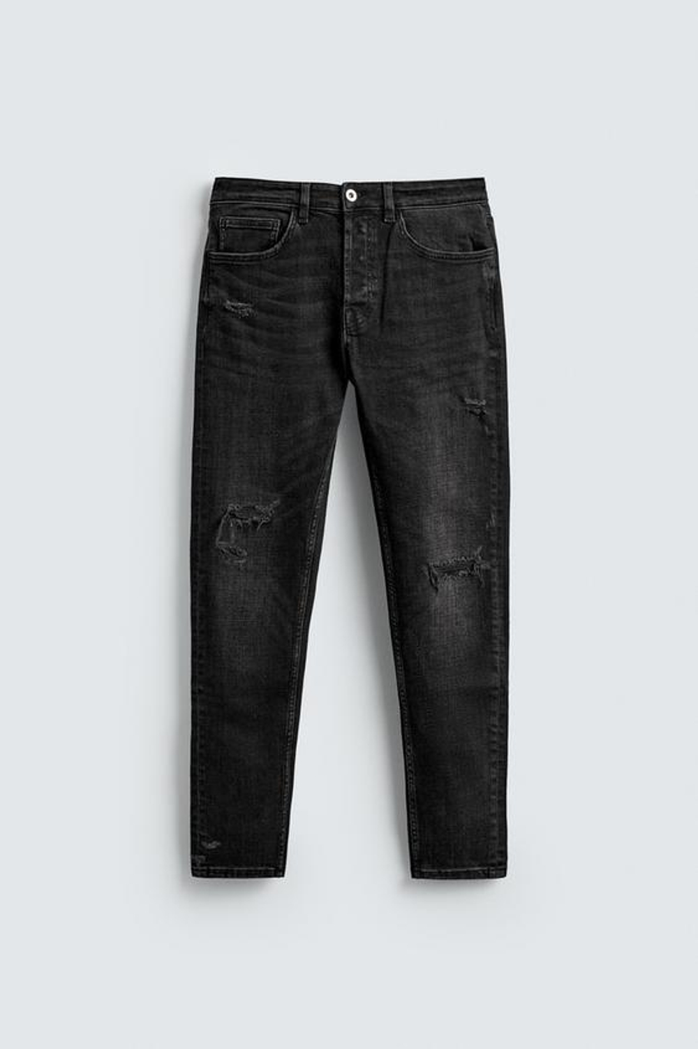 ZARA ДЖИНСЫ SKINNY FIT С РАЗРЕЗАМИ, УГОЛЬНЫЙ