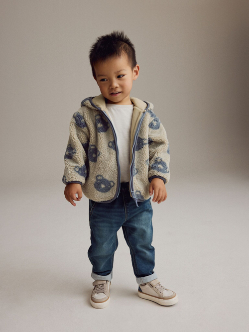 Куртка флисовая с капюшоном для мальчика Next B78-534, Бежевый