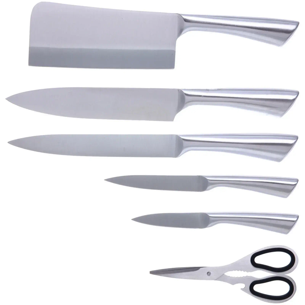 Набор ножей «SHEF» 7предметов (5ножей+ножницы+подставка),бежевый