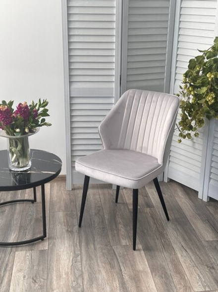 Стул М-City DISAUR Сиэтл -В (Seattle-V) Светло-серый Bm-4, Велюр, Черный каркас