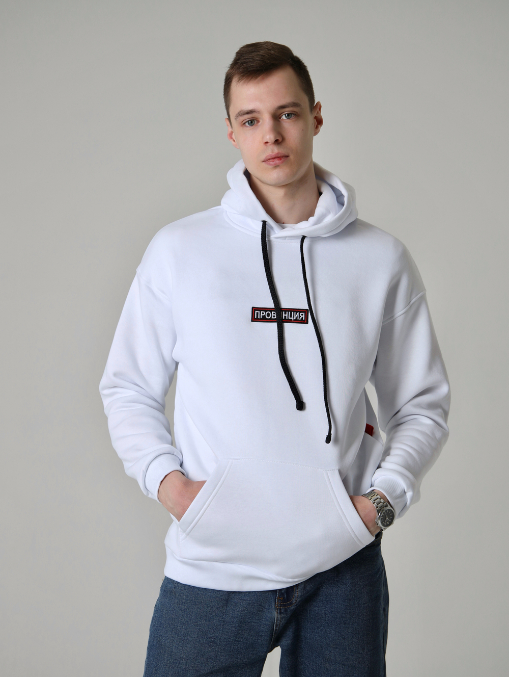 Купить худи мужское белое провинция