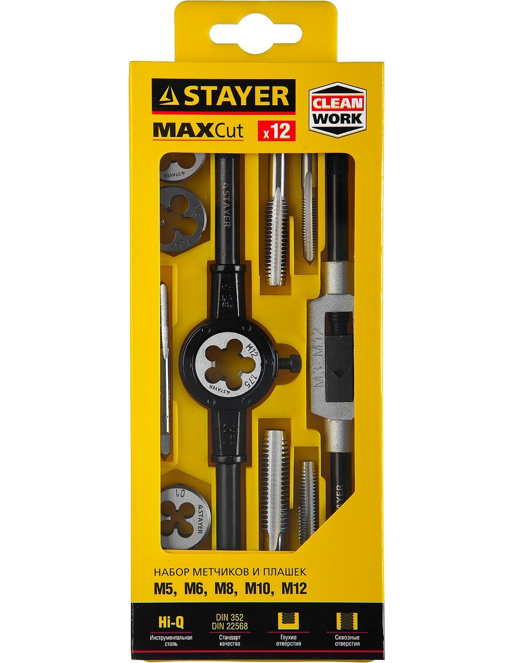 STAYER MaXCut, 12 предмета, набор метчиков и плашек (28012-H12)