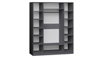 Распашной четырехсекционный шкаф Лорена Пакс-4 с антресолью Серый Графит 162 PE 160*40*230 см, Серый   Фиеста