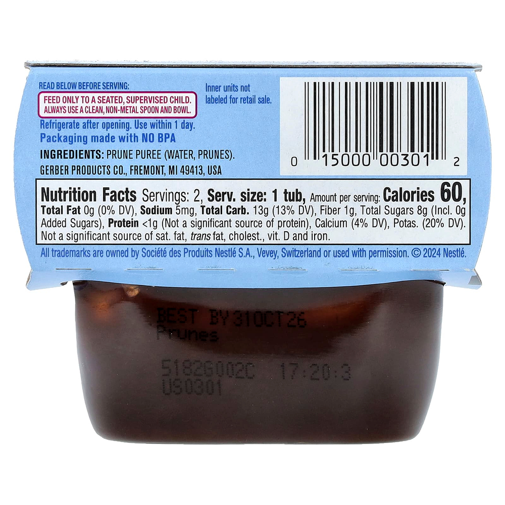 Gerber, 1st Foods®, детское питание, со вкусом чернослива, 2 шт. по 56 г (2 унции)