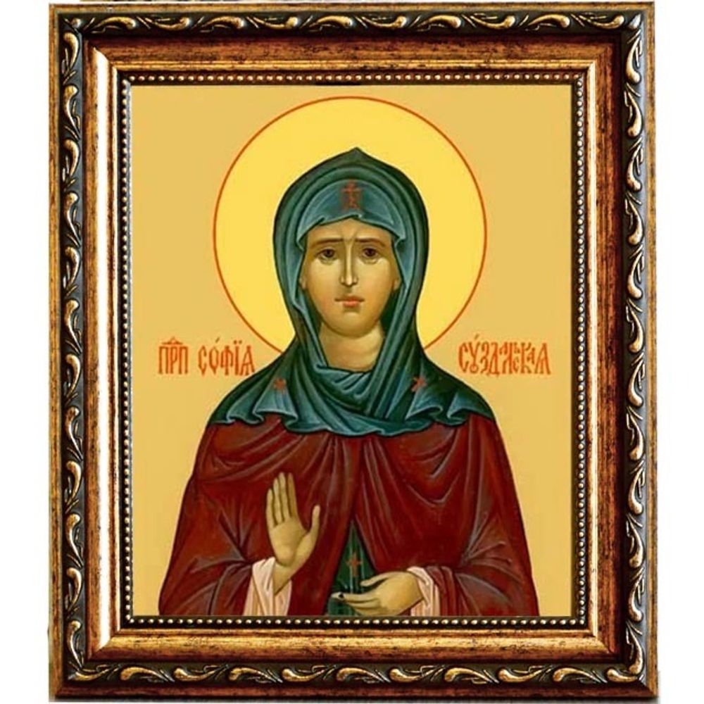 София (в миру Соломония) Суздальская Преподобная. Икона на холсте.