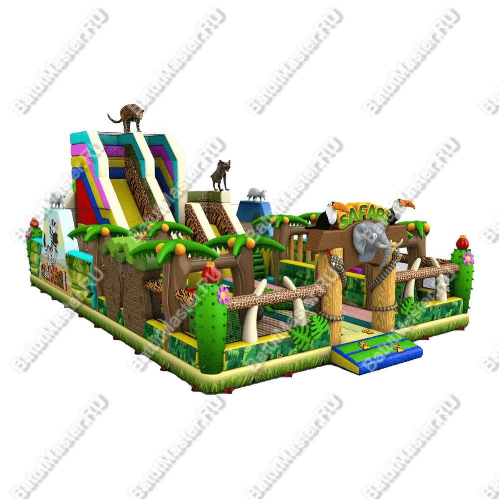 Коммерческий надувной батут "Сафари-тур" 16*9,5*7 м