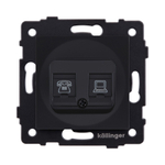 Розетка двойная RJ11 + RJ45 Cat.6, черный матовый Kollinger REA-011BM для Aspekt, Eleganz, Reflex