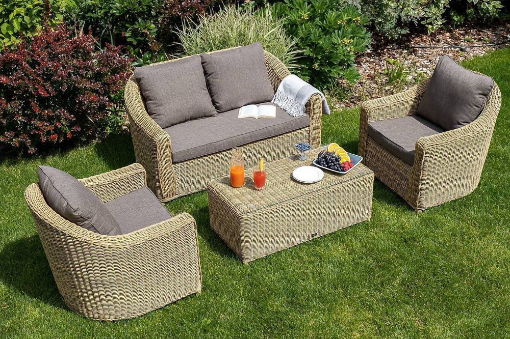 "Кон Панна" лаунж-зона из искусственного ротанга, цвет соломенный