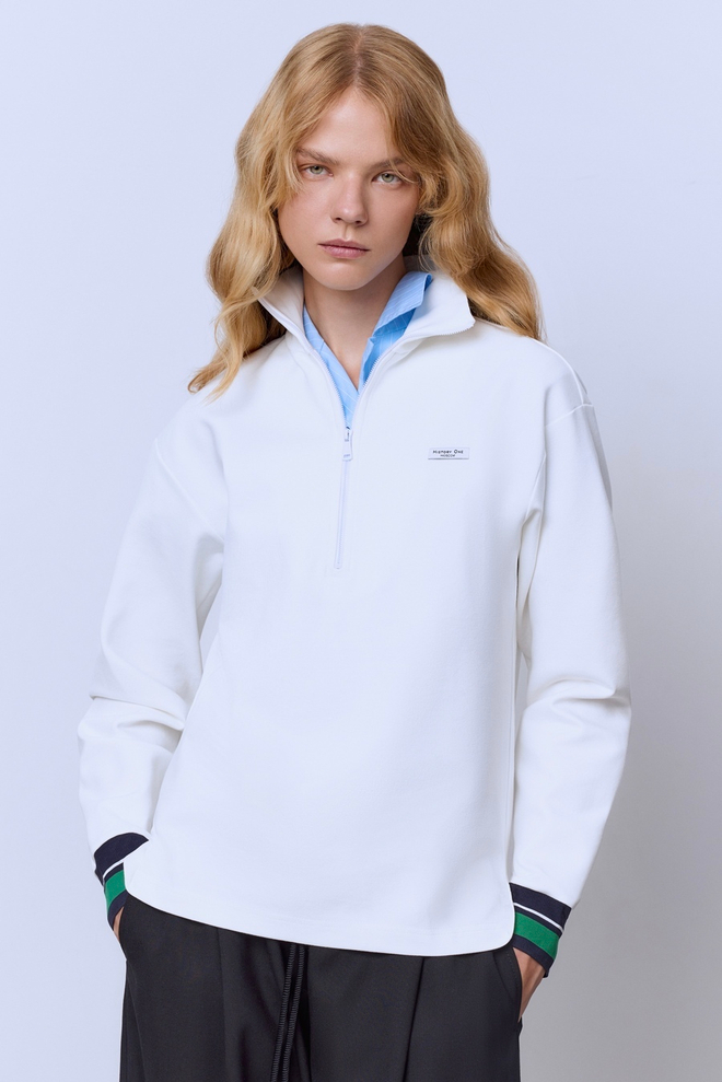 Поло на молнии с длинным рукавом