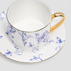 Чайная пара Farforite «Белая / Лазурный сад / Blue Garden» 250 мл в подарочной коробке