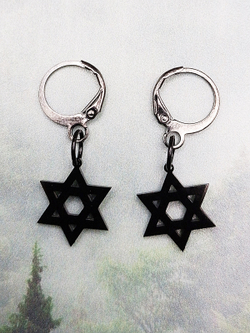 Серьги кольца с подвеской "Звезда Давида" Цена за пару.