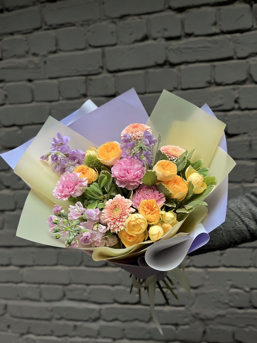 Букет "Персик в лаванде"