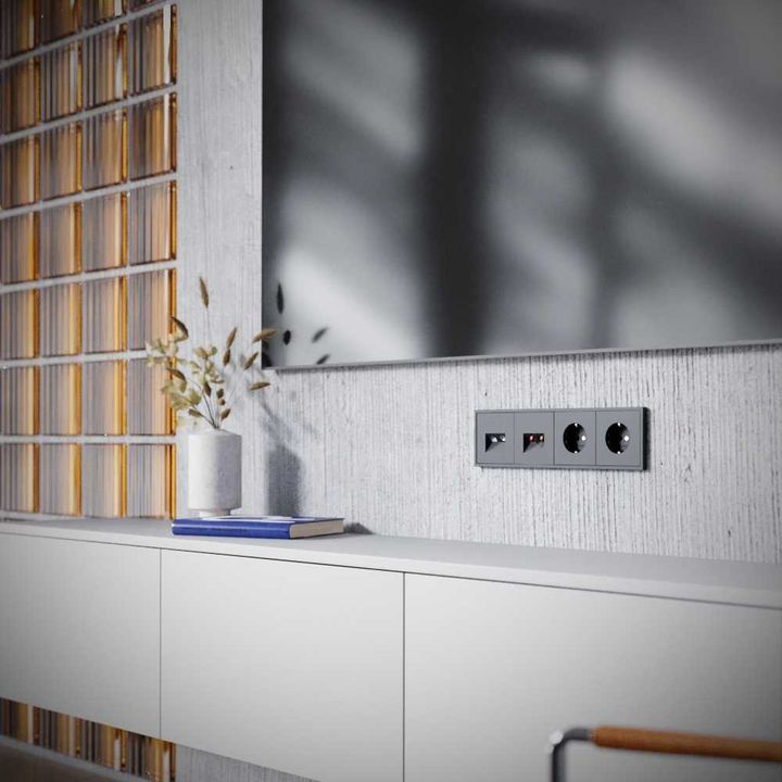 Розетка телевизионная встраиваемая S70 TV+RJ45 кат. 6, (графит) Voltum VLS060707