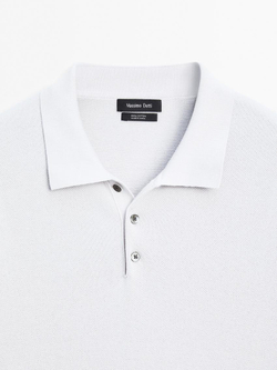 Massimo Dutti Трикотажная футболка с воротником поло, жемчужно-серый