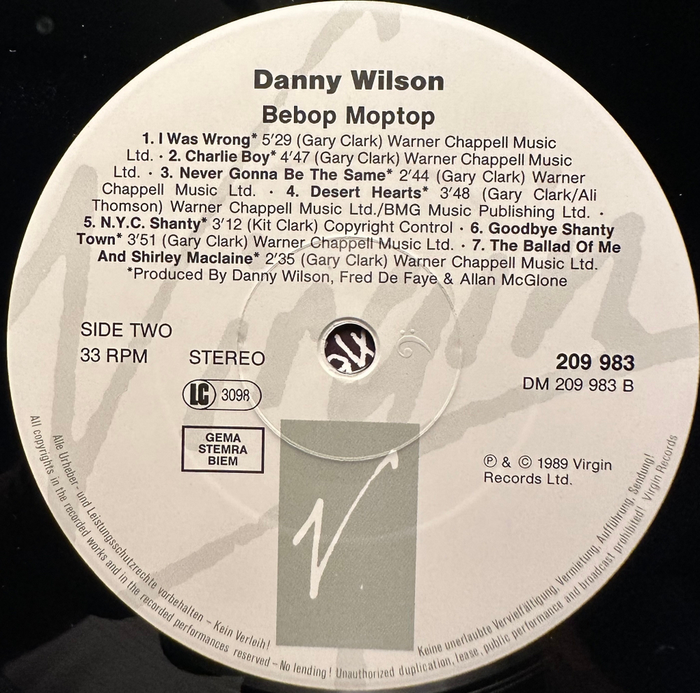 Danny Wilson - Bebop Moptop (Европа 1989г.)