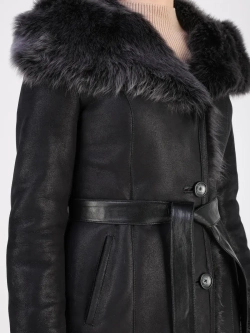 Дубленка зимняя натуральная с капюшоном длинная и теплая