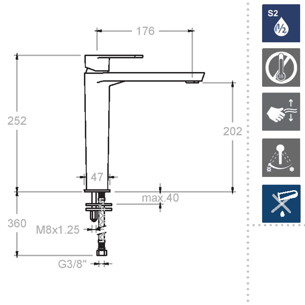 Смеситель для раковины чаши ALEXIA 3610-40
