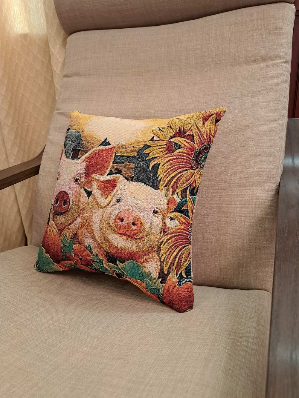 Декоративный гобеленовый чехол для интерьерной подушки На хуторе 38*38