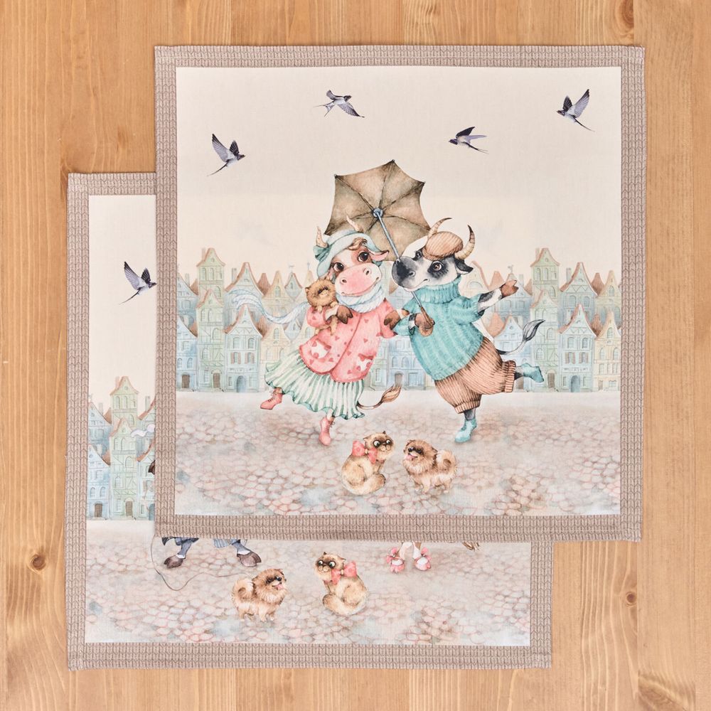 КОМПЛЕКТ САЛФЕТОК 2ШТ "ПРОМЕНАД"40Х40 СМ ,БЕЖЕВЫЙ, 100% ХЛОПОК,ТВИЛ