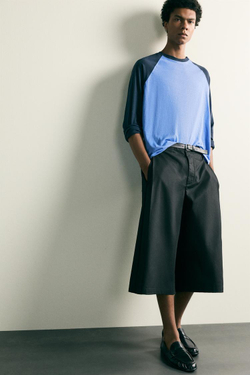 ZARA БРЮКИ-КЮЛОТЫ RELAXED FIT СО СКЛАДКАМИ, ЧЕРНЫЙ