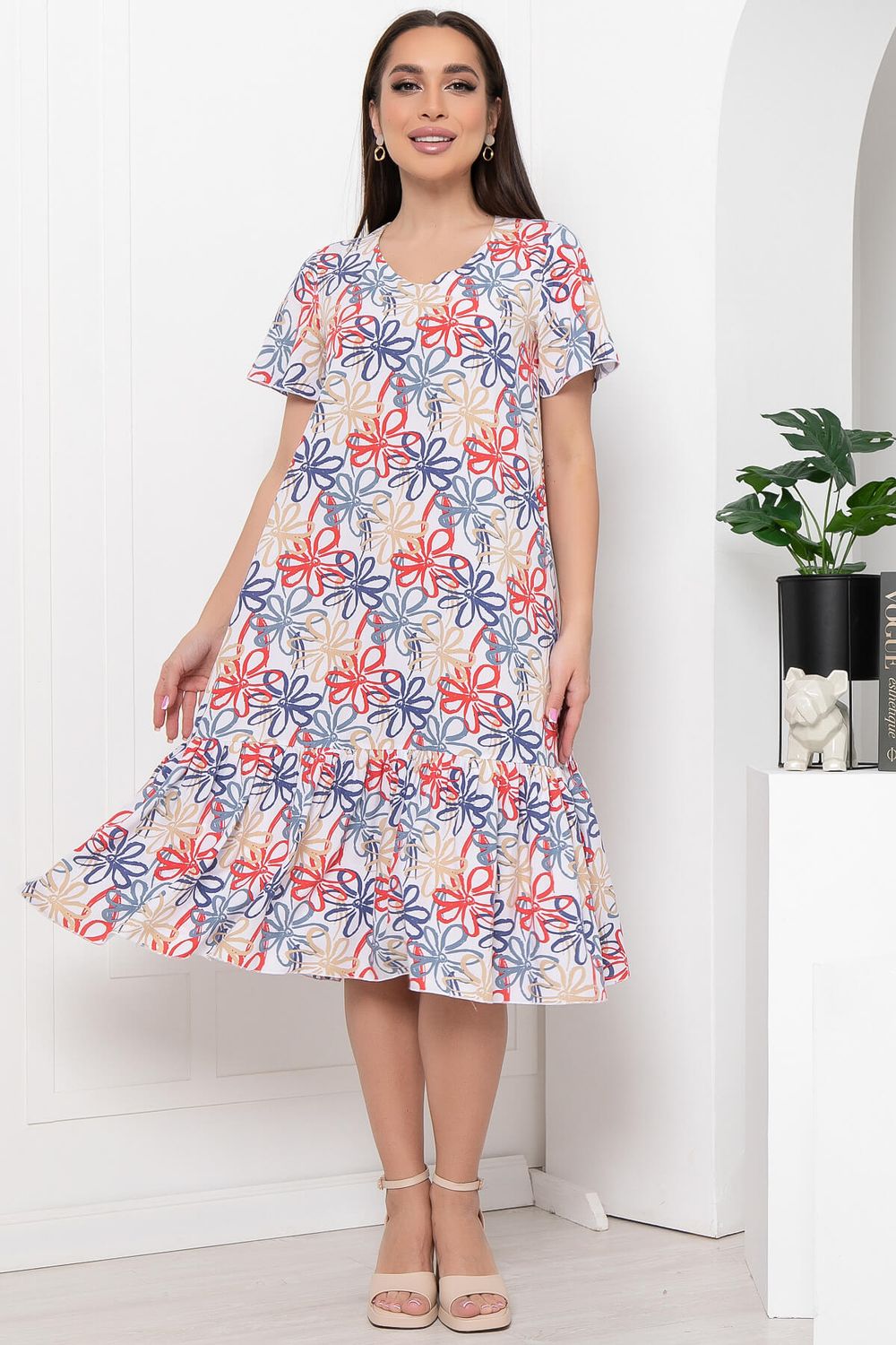 Платье "Малика" (цветы на белом) П5977 LT Collection