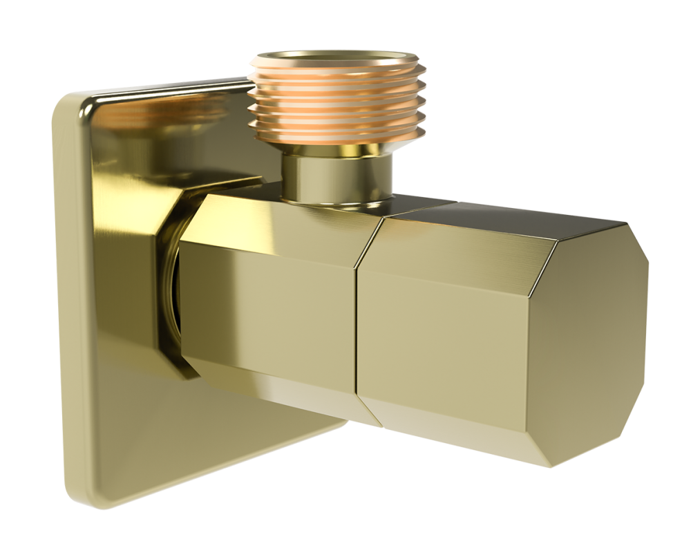 Кран угловой 8-гран. 1/2 х 1/2  (Мат. Золото)  ViEiR  (120/1шт)