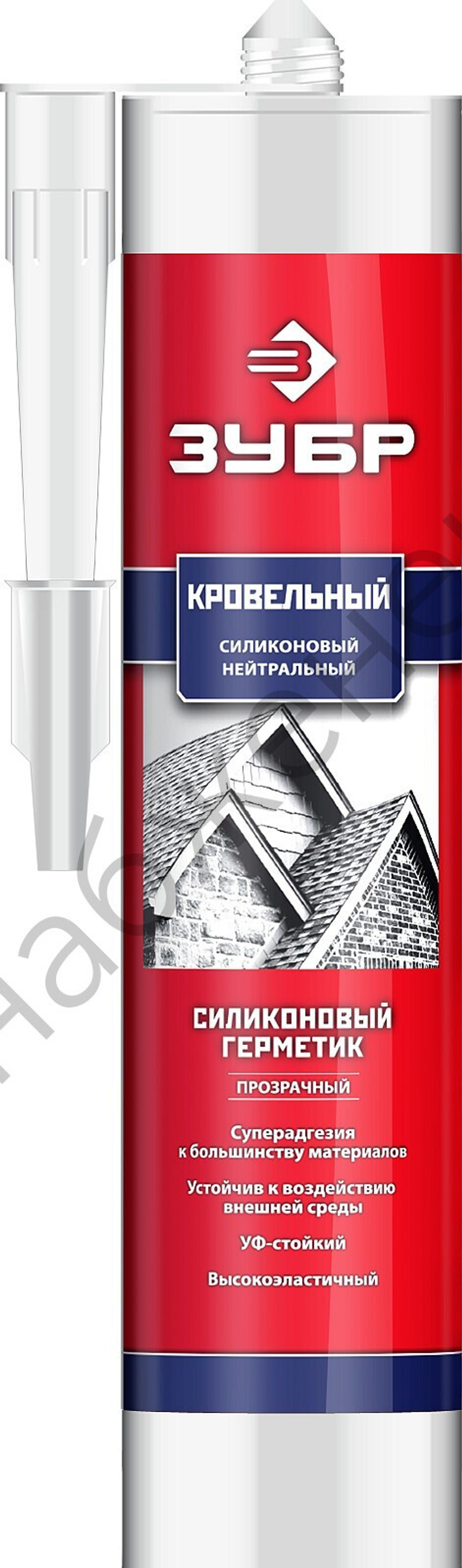 ЗУБР 280 мл прозрачный, Кровельный силиконовый герметик, ПРОФЕССИОНАЛ (41238-2)