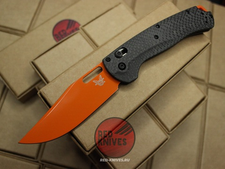 Нож Benchamde Taggedout 15535 А+++ - карбон рукоять, клинок оранж