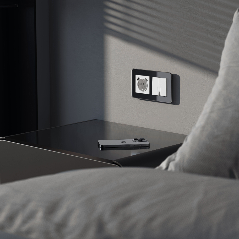 Выключатель двухклавишный с подсветкой (белый акрил) W1120141