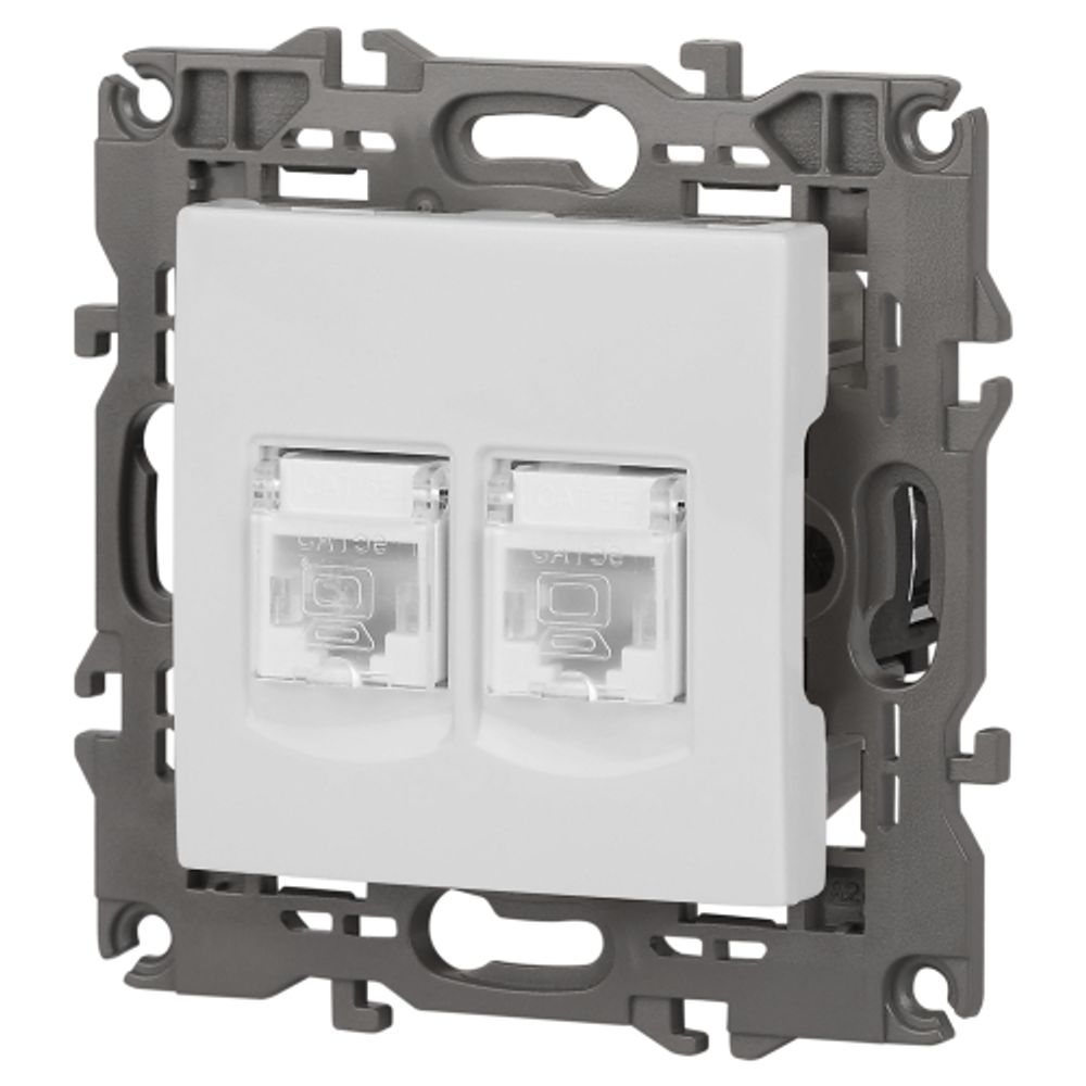 14-3108-01 ЭРА Розетка 2хRJ45, IP20, белый | Elegance Белый