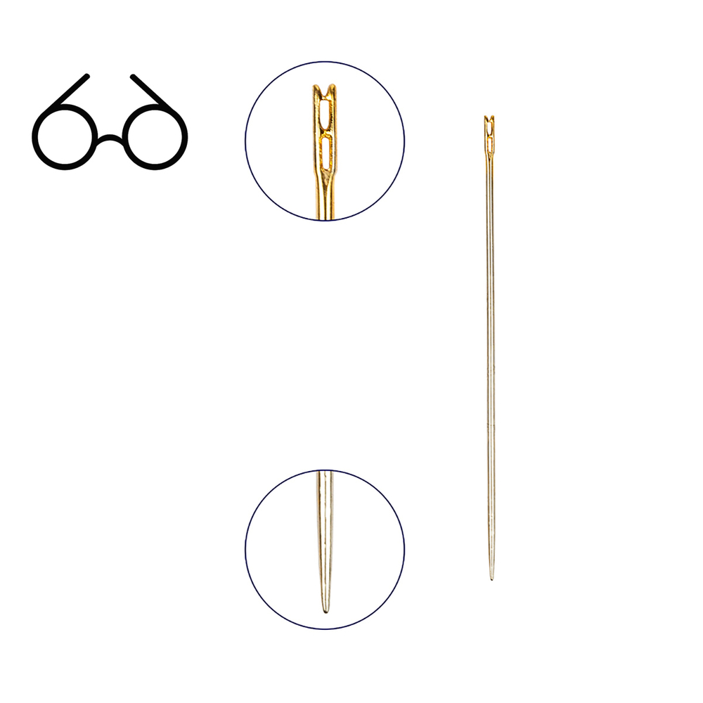 Иглы для шитья ручные"Gamma" HN-07 "для слабовидящих" 12 шт. в конверте с прозрачным дисплеем