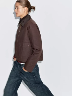 Massimo Dutti Короткая куртка с вельветовым воротником, бургунди