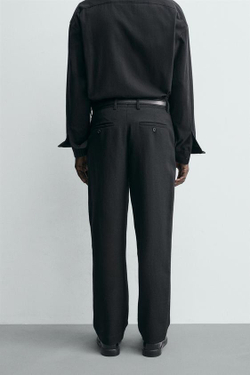 ZARA ПРЯМЫЕ БРЮКИ ИЗ 100% ШЕРСТИ, ЧЕРНЫЙ