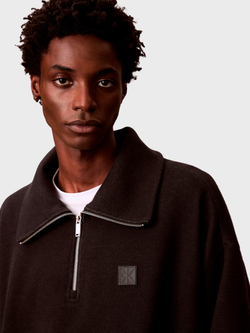 Свитер Calvin Klein Black Brushed Rib 1/4 Zip Emblem Logo Black