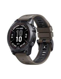 Ремешок силиконовый QuickFit 22 мм. для Garmin Fenix 7 PRO/7/6/5/5 plus, Quatix 5, MARQ, Forerunner 935 / 945, instinct, instinct 2 (Коричневый/Темно-серый)