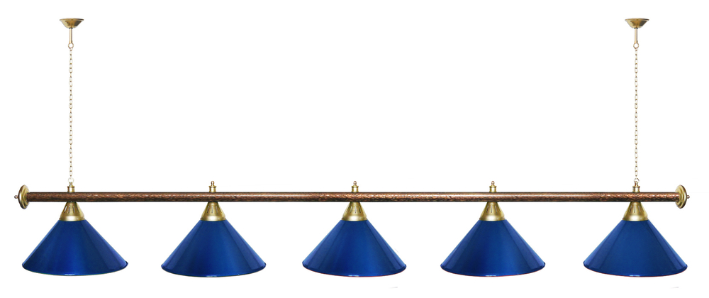 Лампа STARTBILLIARDS 5 пл. (плафоны зеленые,штанга зеленая,фурнитура золото)