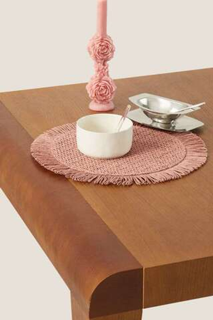 ZARA HOME БУМАЖНАЯ САЛФЕТКА С БАХРОМОЙ, БЛЕДНО-РОЗОВЫЙ