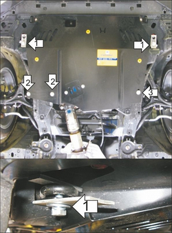 Защита картера двигателя, КПП. 2 мм, Сталь. для Honda Accord VIII 2008-2012, Motodor.70816