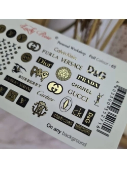 Lucky Rose Слайдеры наклейки для длинных ногтей Foil 065