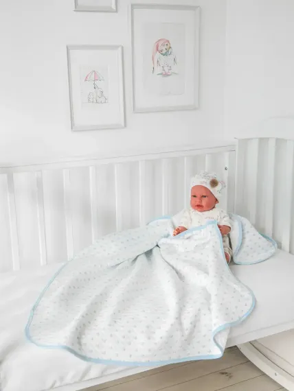 Плед-одеяло Baby Nice 100х118 Сердечки голубое
