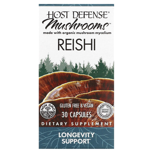 Host Defense, Грибы, рейши, 30 капсул (0,5 г в 1 капсуле)
