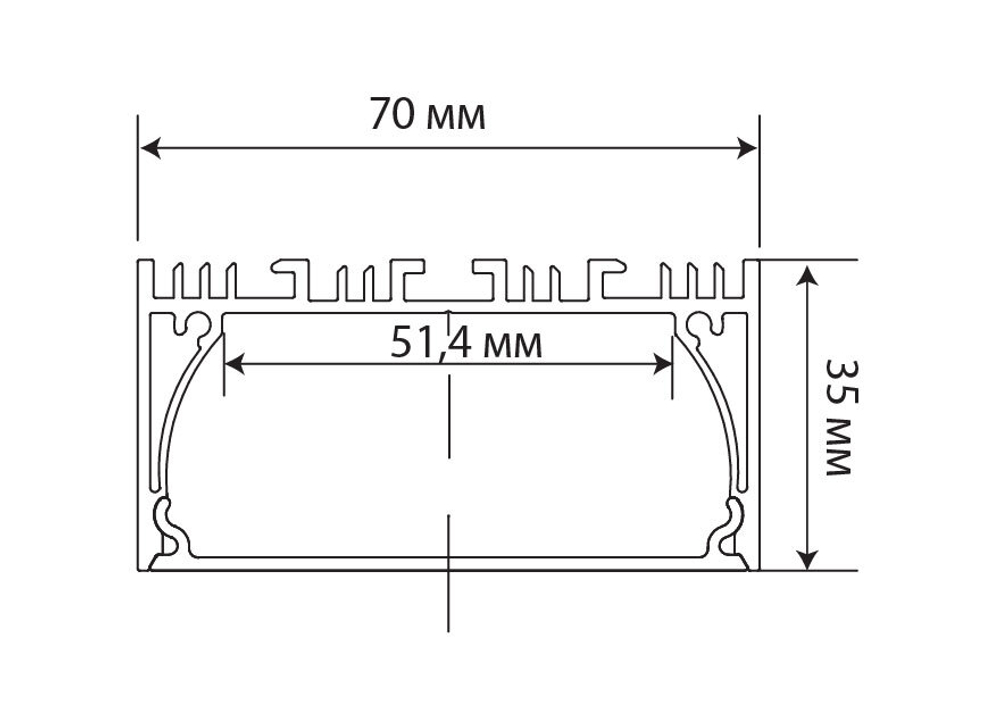 Накладной алюминиевый профиль,  70х35х2000. Цвет: Анодированное серебро, Серия:DN8ALE