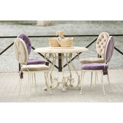 Кованый обеденный стол Аделаида 5 Айвори