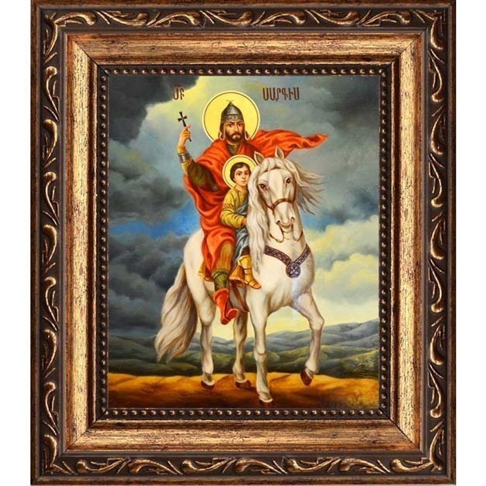 Святой Саркис. Икона на холсте.