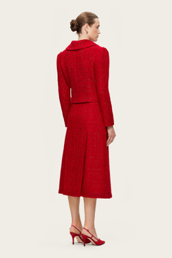 Красная твидовая юбка-миди "Эдит"