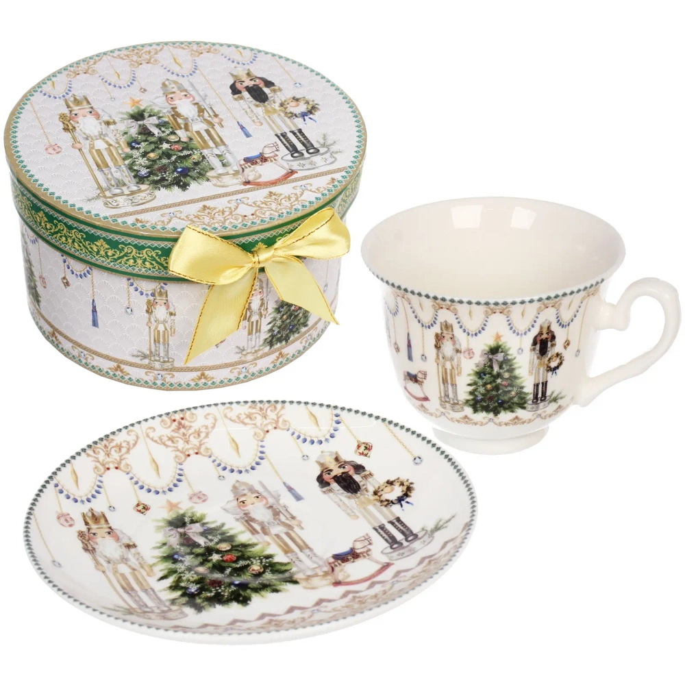 Чайная пара керамическая «Щелкунчик» (кружка 220мл+ блюдце) в подарочной коробке