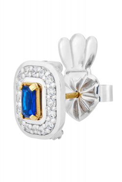 Серьги из серебра со вставками из выращенной шпинели и бесцветных фианитов