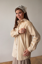 Рубашка из вельвета, Кремовый